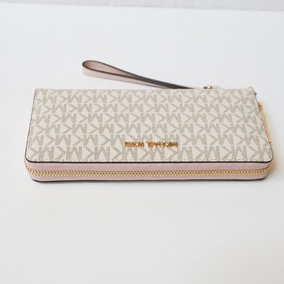 Michael Kors Jet Set Travel Continental Wallet MK Vanilla Pink - Picture 7 of 11